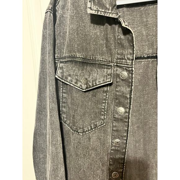 Sonoma Oversized Black Denim Shacket XS Washed Button Down Grunge Casual NWT - Picture 3 of 6